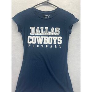 Dallas Cowboys Her Style Navy Blue Glitter Football T-Shirt Womens Small S